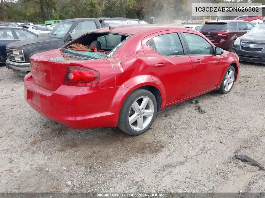 2013 Dodge Avenger Se VIN: 1C3CDZAB3DN626502 Lot: 40749103