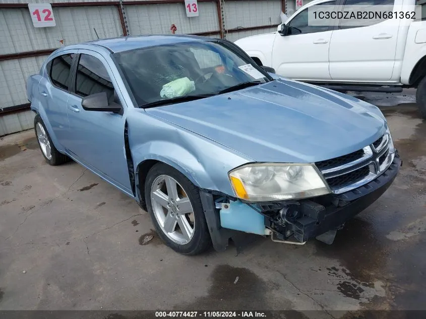 2013 Dodge Avenger Se VIN: 1C3CDZAB2DN681362 Lot: 40774427