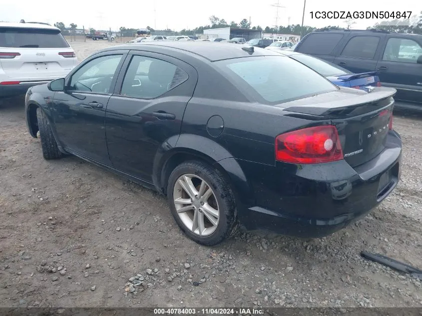 2013 Dodge Avenger Se V6 VIN: 1C3CDZAG3DN504847 Lot: 40784003