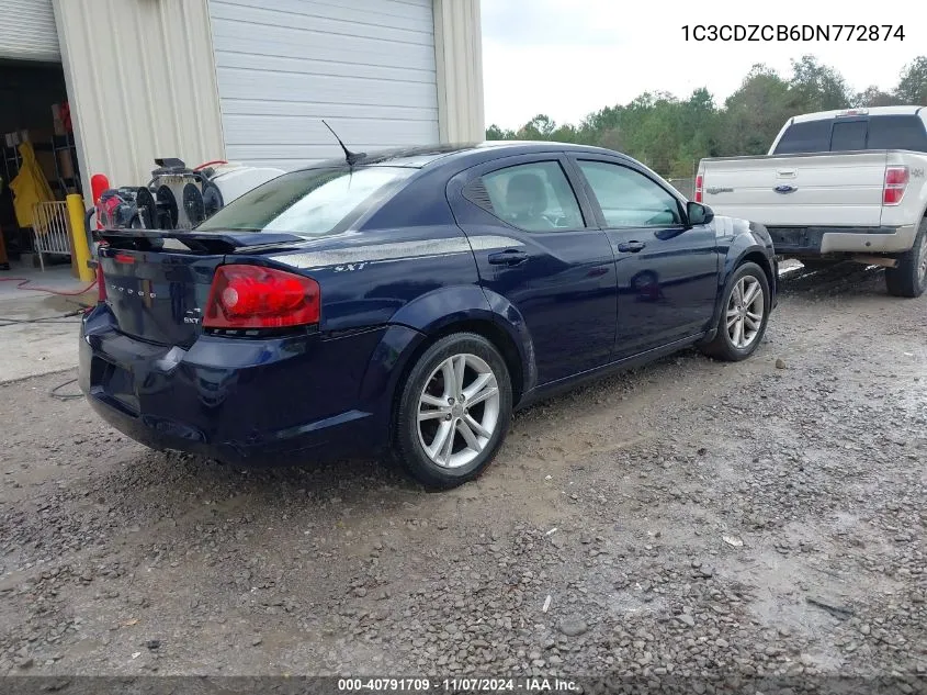 2013 Dodge Avenger Sxt VIN: 1C3CDZCB6DN772874 Lot: 40791709