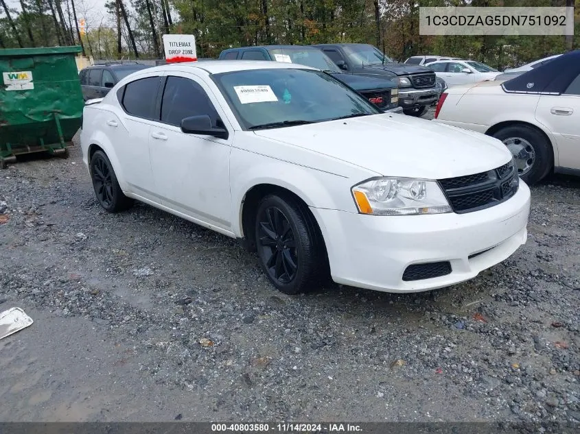 1C3CDZAG5DN751092 2013 Dodge Avenger Se V6