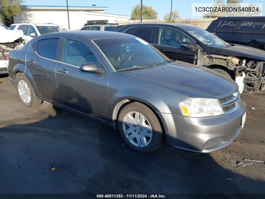 2013 Dodge Avenger Se VIN: 1C3CDZAB0DN540824 Lot: 40811353