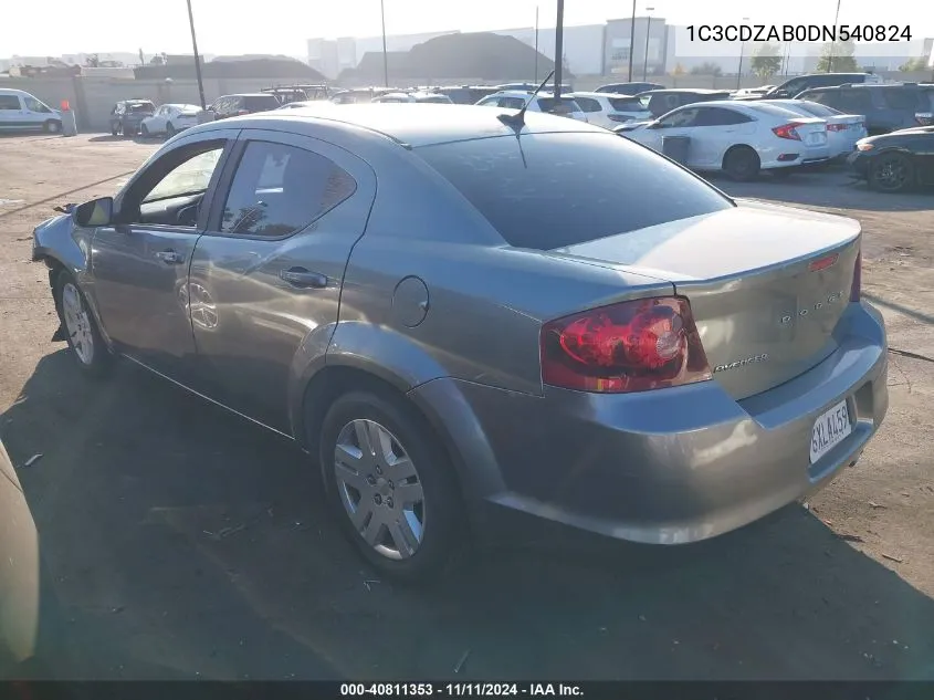 2013 Dodge Avenger Se VIN: 1C3CDZAB0DN540824 Lot: 40811353