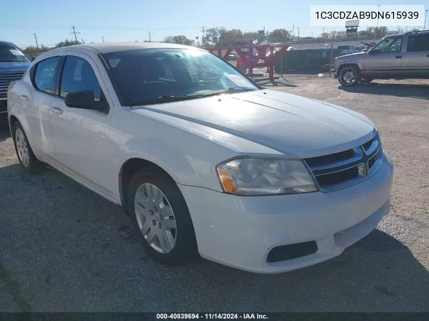 2013 Dodge Avenger Se VIN: 1C3CDZAB9DN615939 Lot: 40839694