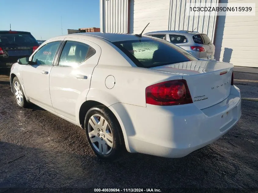 2013 Dodge Avenger Se VIN: 1C3CDZAB9DN615939 Lot: 40839694