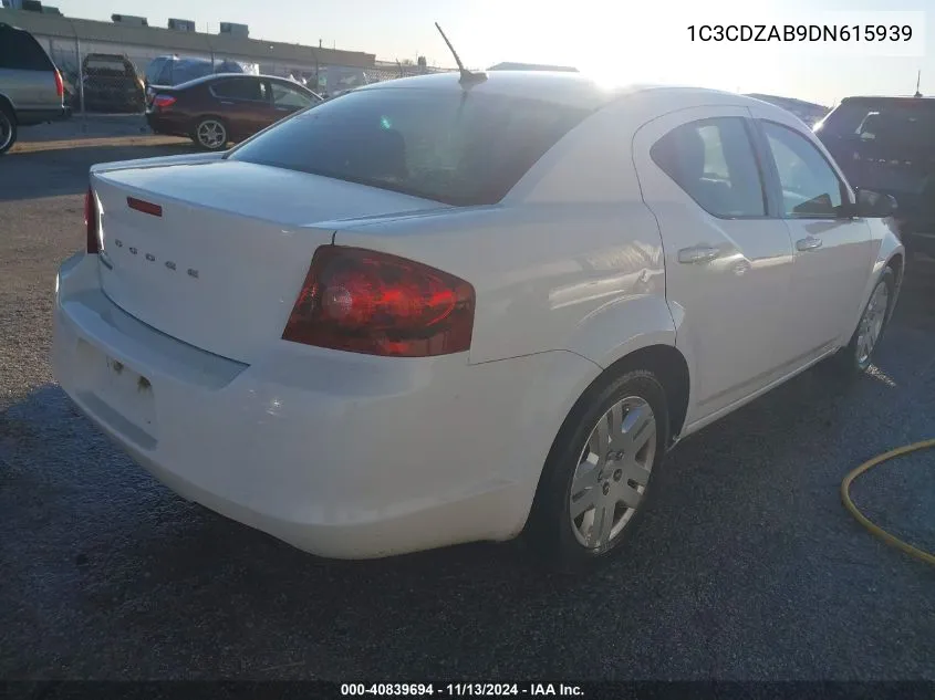 2013 Dodge Avenger Se VIN: 1C3CDZAB9DN615939 Lot: 40839694