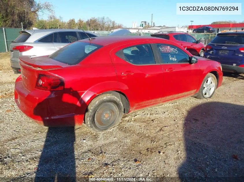 2013 Dodge Avenger Se V6 VIN: 1C3CDZAG8DN769294 Lot: 40840405