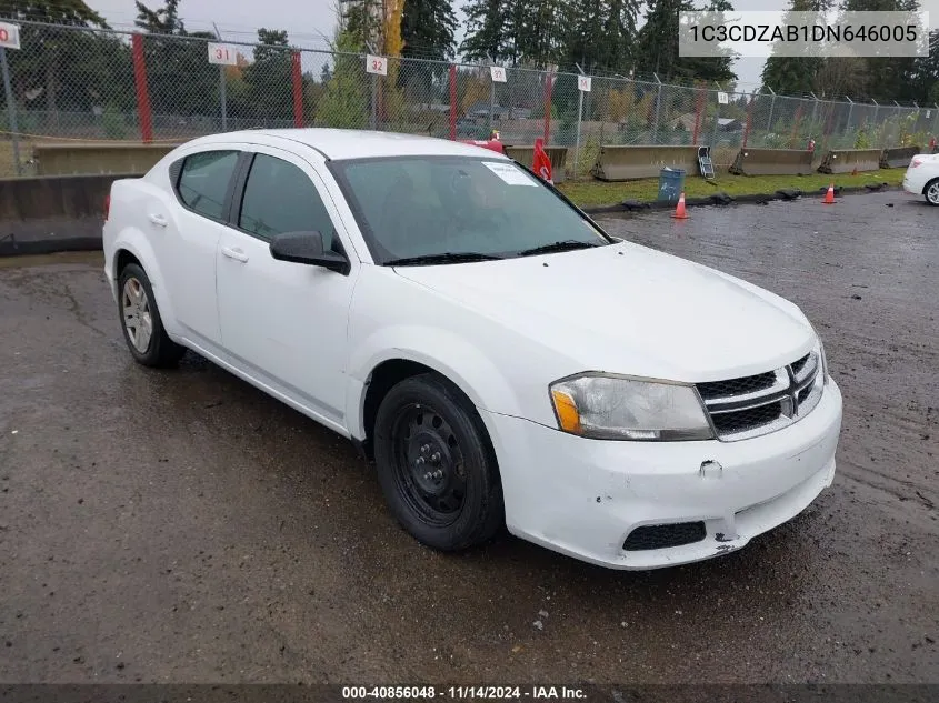 2013 Dodge Avenger Se VIN: 1C3CDZAB1DN646005 Lot: 40856048