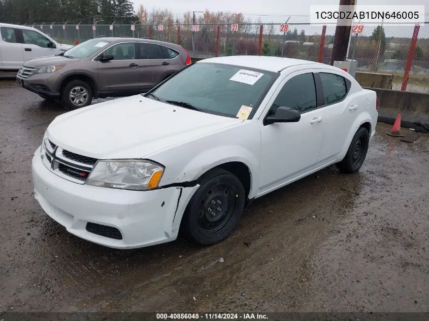 2013 Dodge Avenger Se VIN: 1C3CDZAB1DN646005 Lot: 40856048