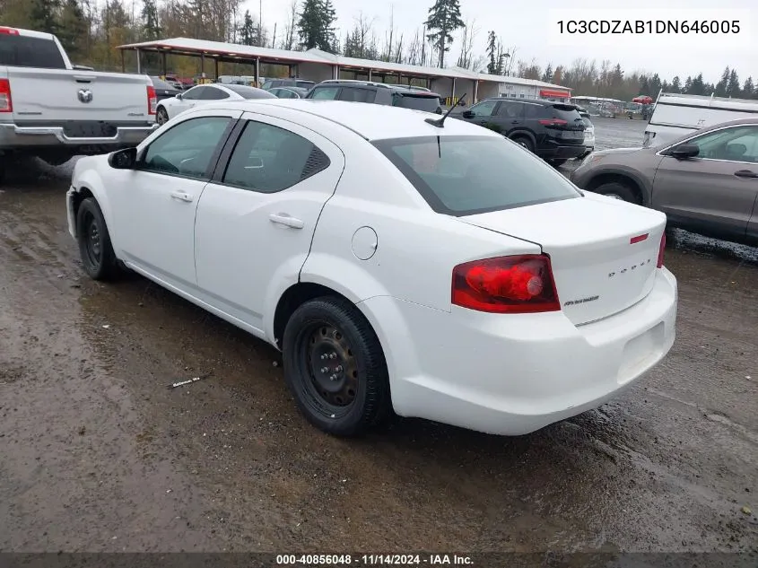 2013 Dodge Avenger Se VIN: 1C3CDZAB1DN646005 Lot: 40856048