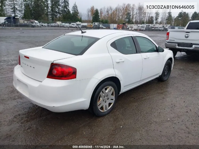 2013 Dodge Avenger Se VIN: 1C3CDZAB1DN646005 Lot: 40856048