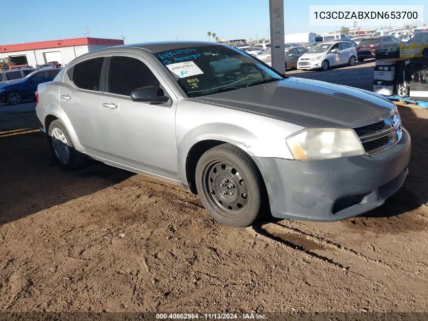 2013 Dodge Avenger Se VIN: 1C3CDZABXDN653700 Lot: 40862984