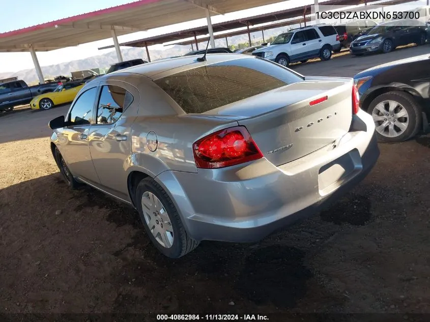 2013 Dodge Avenger Se VIN: 1C3CDZABXDN653700 Lot: 40862984