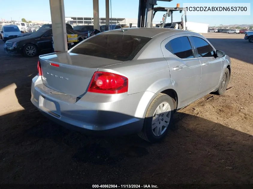 2013 Dodge Avenger Se VIN: 1C3CDZABXDN653700 Lot: 40862984