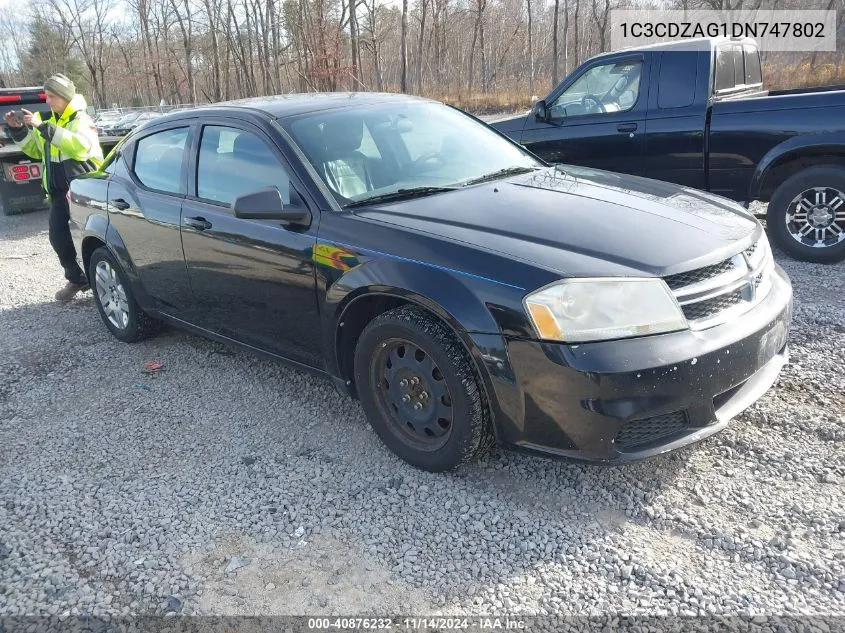 2013 Dodge Avenger Se V6 VIN: 1C3CDZAG1DN747802 Lot: 40876232