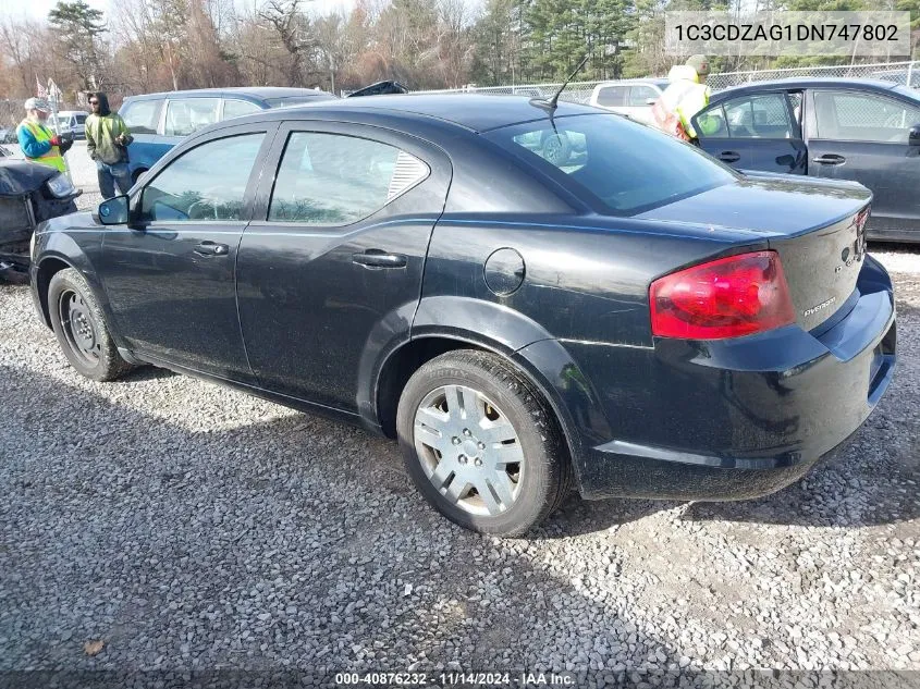 2013 Dodge Avenger Se V6 VIN: 1C3CDZAG1DN747802 Lot: 40876232