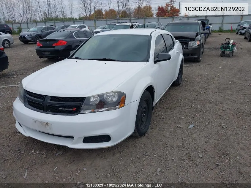 2014 Dodge Avenger VIN: 1C3CDZAB2EN129202 Lot: 12138329