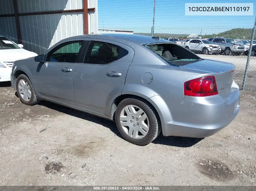 2014 Dodge Avenger Se VIN: 1C3CDZAB6EN110197 Lot: 39120633