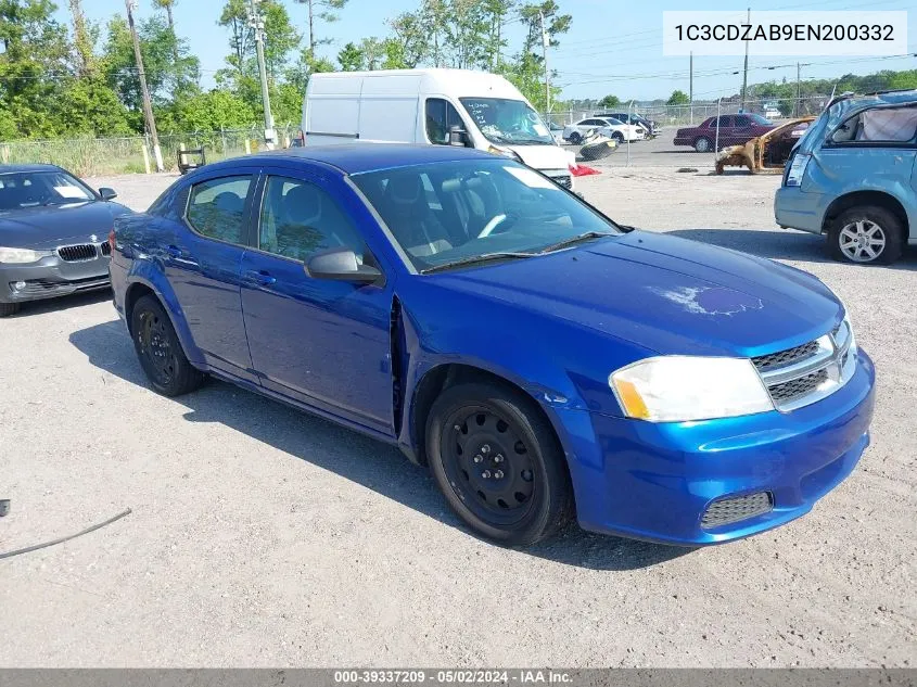 2014 Dodge Avenger Se VIN: 1C3CDZAB9EN200332 Lot: 39337209