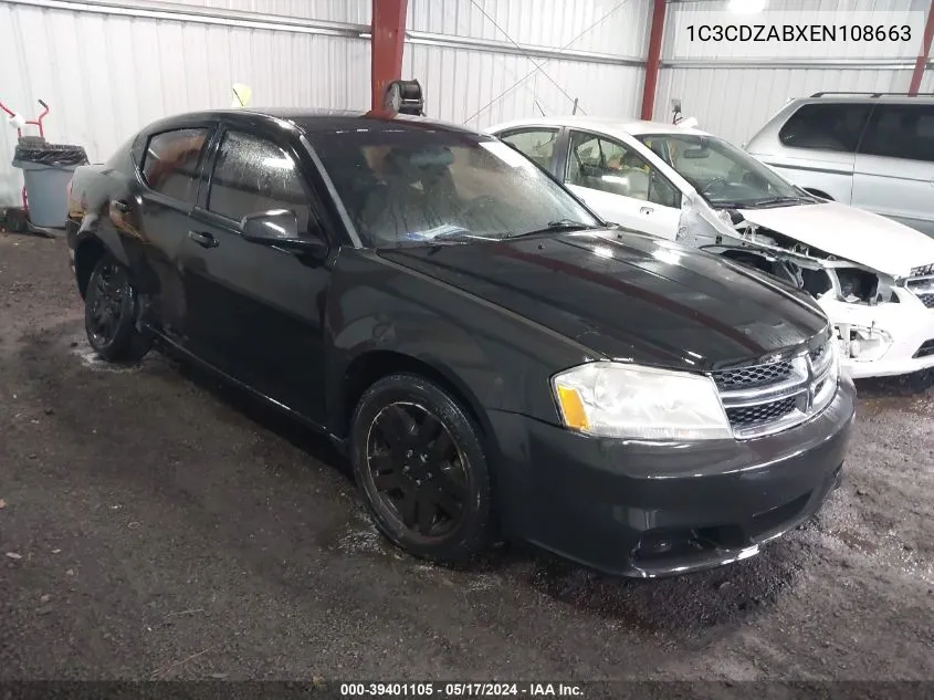 2014 Dodge Avenger Se VIN: 1C3CDZABXEN108663 Lot: 39401105