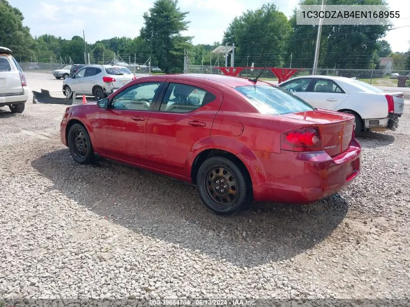 2014 Dodge Avenger Se VIN: 1C3CDZAB4EN168955 Lot: 39654784