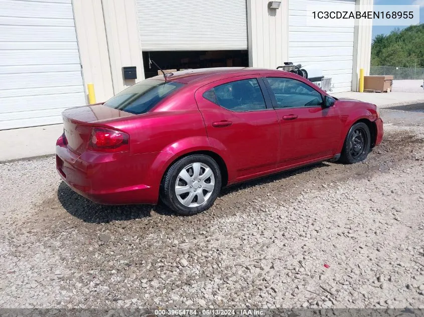 2014 Dodge Avenger Se VIN: 1C3CDZAB4EN168955 Lot: 39654784