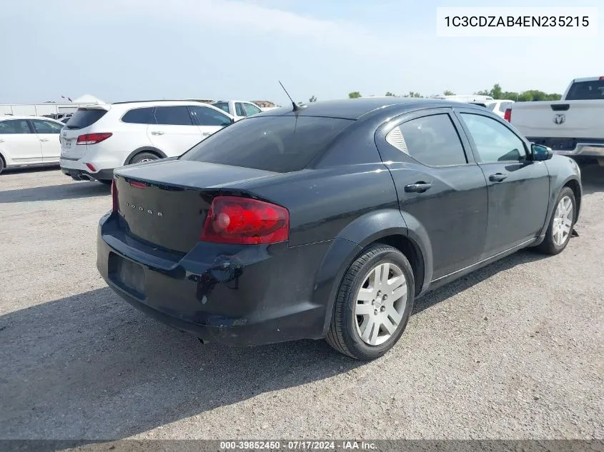 2014 Dodge Avenger Se VIN: 1C3CDZAB4EN235215 Lot: 39852450