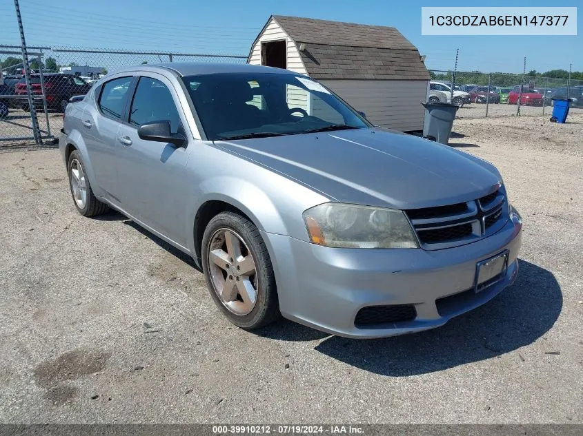 2014 Dodge Avenger Se VIN: 1C3CDZAB6EN147377 Lot: 39910212