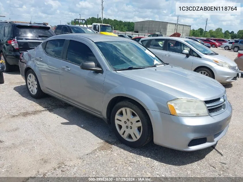 2014 Dodge Avenger Se VIN: 1C3CDZAB0EN118764 Lot: 39983630