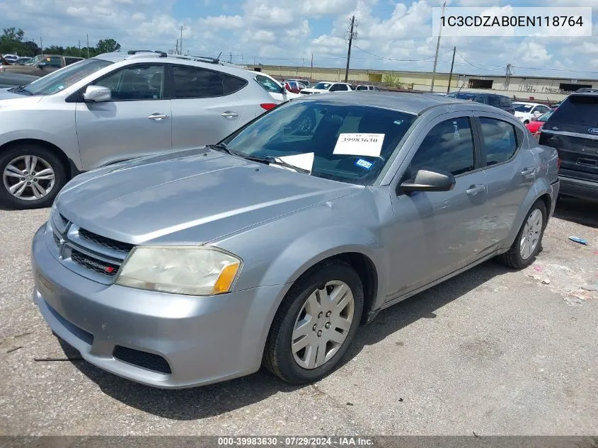 2014 Dodge Avenger Se VIN: 1C3CDZAB0EN118764 Lot: 39983630