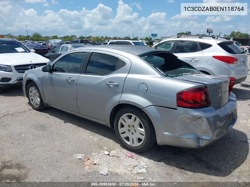 2014 Dodge Avenger Se VIN: 1C3CDZAB0EN118764 Lot: 39983630