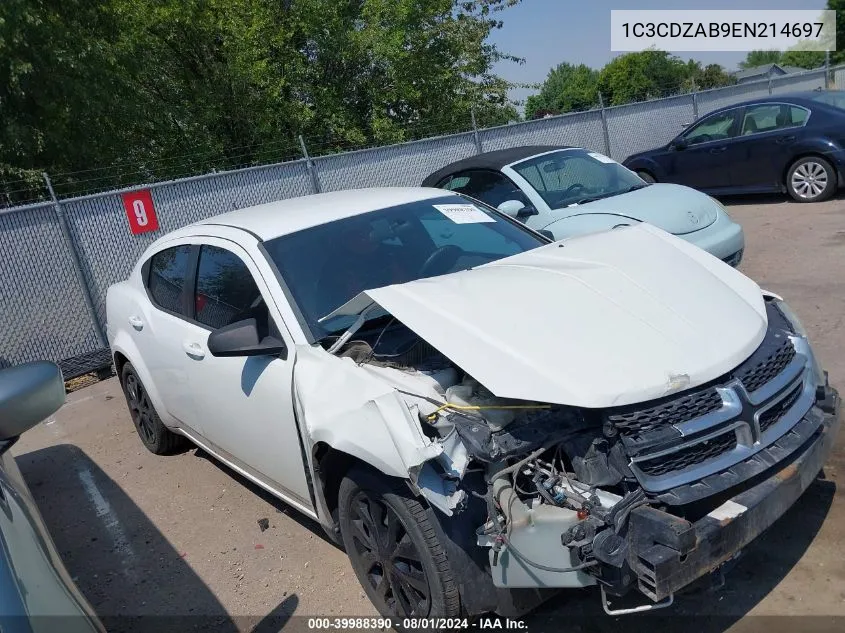 2014 Dodge Avenger Se VIN: 1C3CDZAB9EN214697 Lot: 39988390