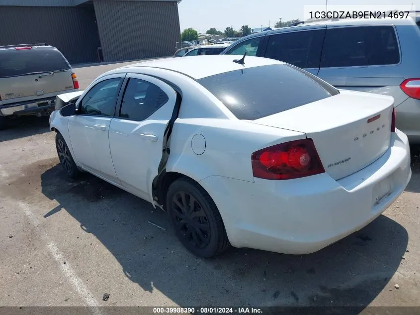 2014 Dodge Avenger Se VIN: 1C3CDZAB9EN214697 Lot: 39988390