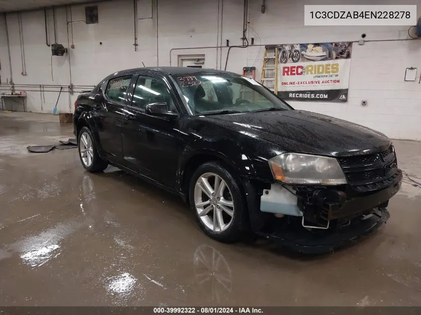 2014 Dodge Avenger Se VIN: 1C3CDZAB4EN228278 Lot: 39992322