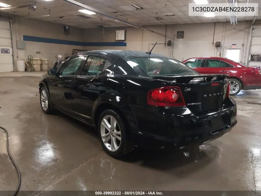 2014 Dodge Avenger Se VIN: 1C3CDZAB4EN228278 Lot: 39992322