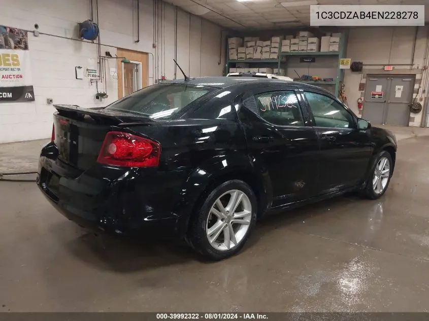 2014 Dodge Avenger Se VIN: 1C3CDZAB4EN228278 Lot: 39992322