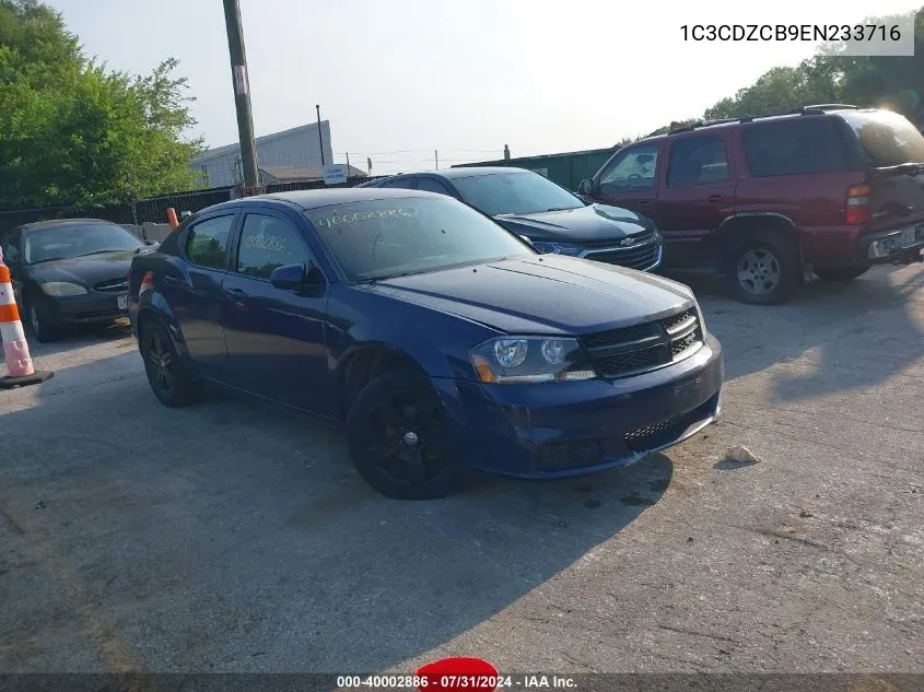 2014 Dodge Avenger Sxt VIN: 1C3CDZCB9EN233716 Lot: 40002886