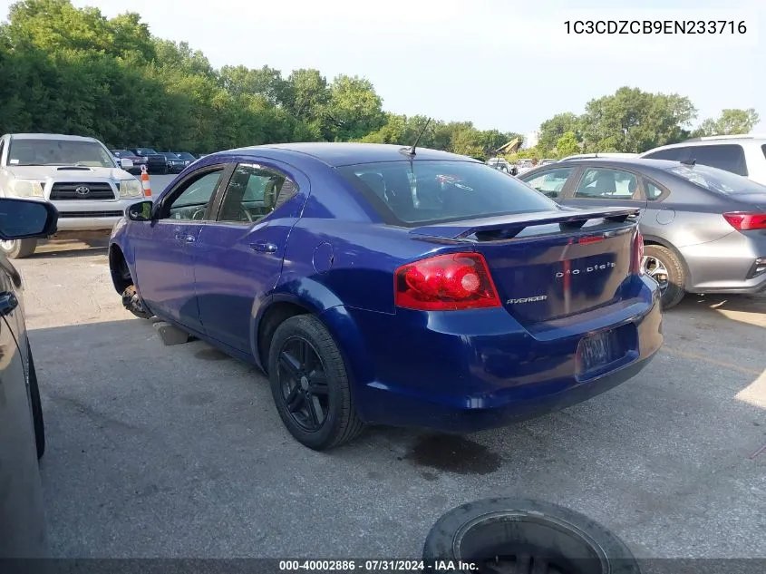 2014 Dodge Avenger Sxt VIN: 1C3CDZCB9EN233716 Lot: 40002886