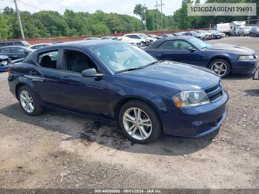 2014 Dodge Avenger Se VIN: 1C3CDZAG0EN139691 Lot: 40008600