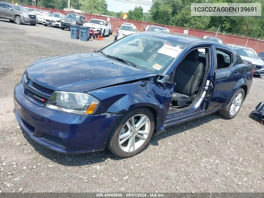 2014 Dodge Avenger Se VIN: 1C3CDZAG0EN139691 Lot: 40008600