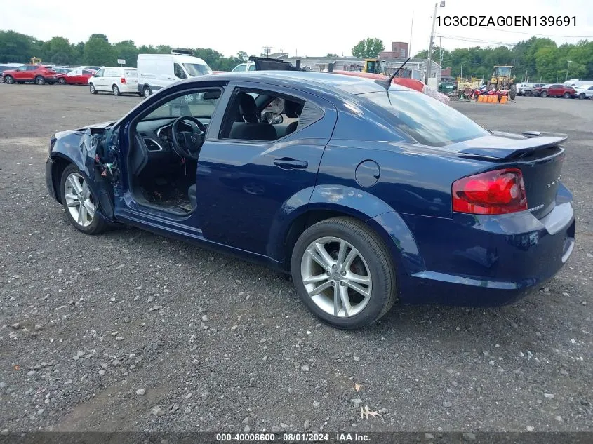 2014 Dodge Avenger Se VIN: 1C3CDZAG0EN139691 Lot: 40008600