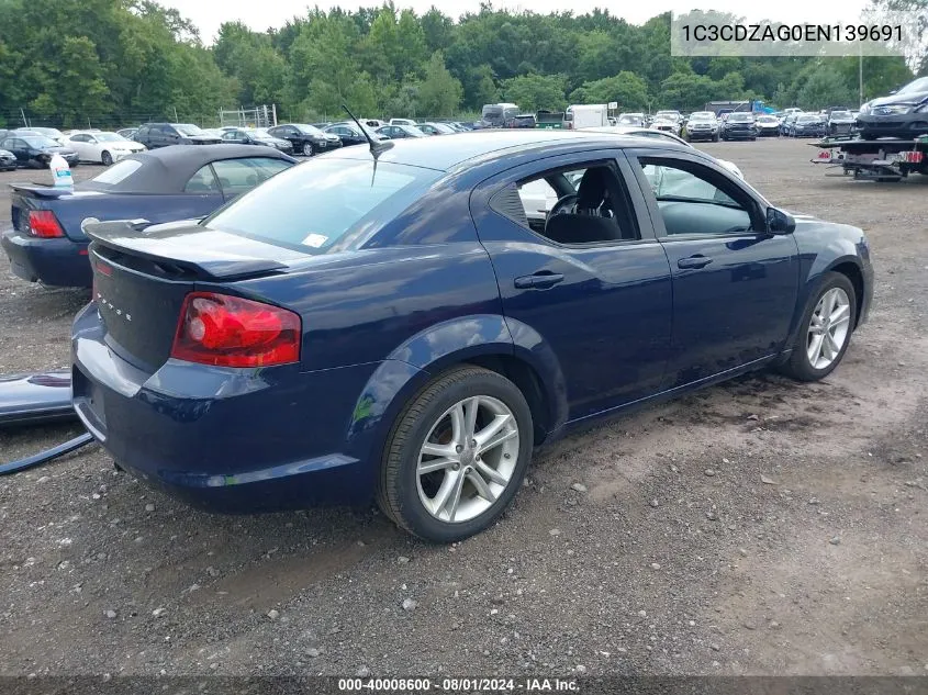 2014 Dodge Avenger Se VIN: 1C3CDZAG0EN139691 Lot: 40008600