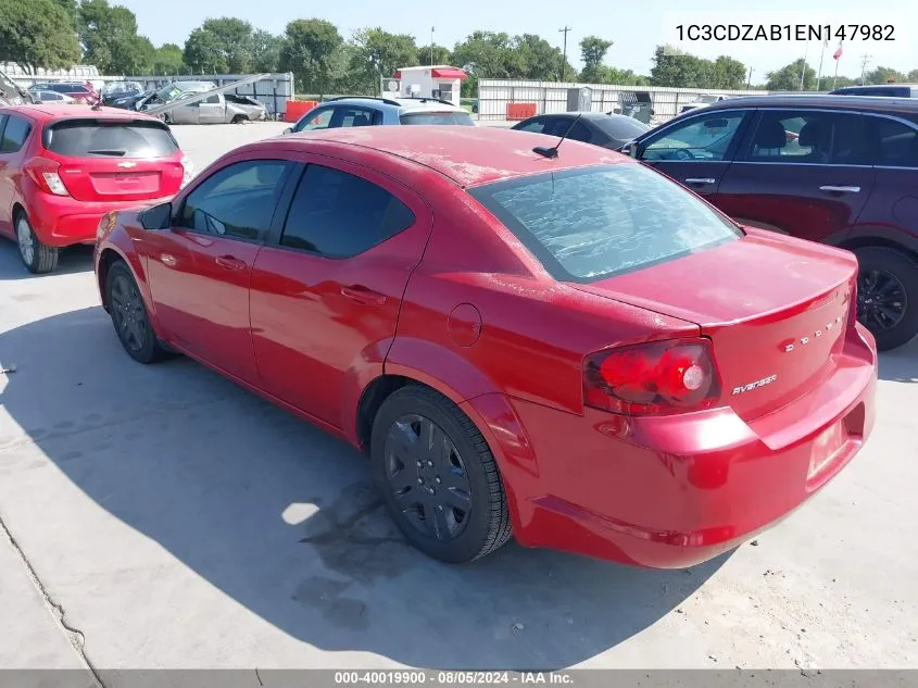 1C3CDZAB1EN147982 2014 Dodge Avenger Se