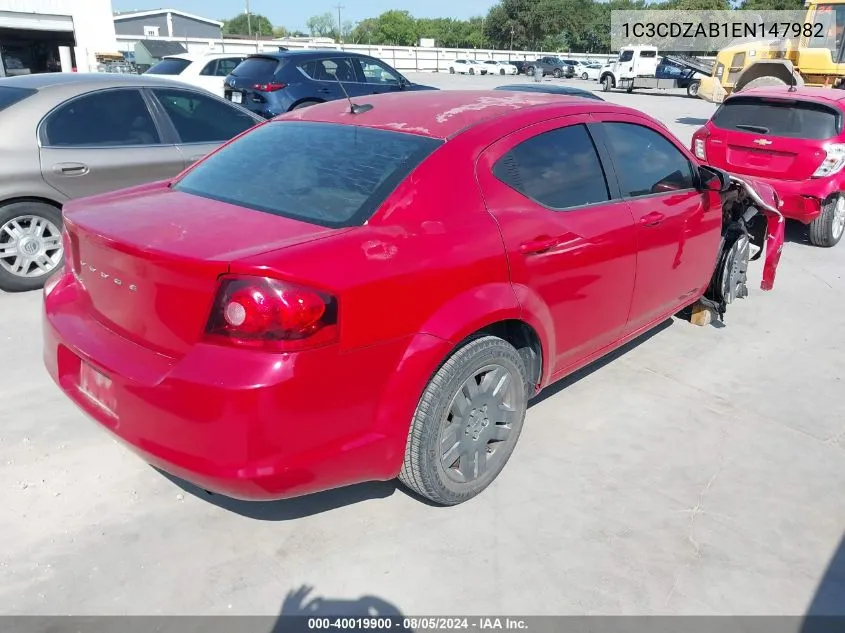 1C3CDZAB1EN147982 2014 Dodge Avenger Se