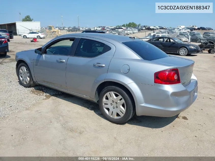 2014 Dodge Avenger Se VIN: 1C3CDZAGXEN188347 Lot: 40110226