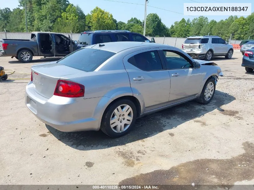 2014 Dodge Avenger Se VIN: 1C3CDZAGXEN188347 Lot: 40110226