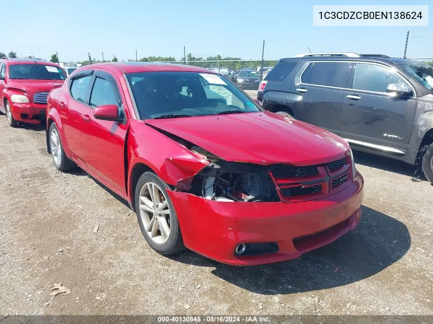 2014 Dodge Avenger Sxt VIN: 1C3CDZCB0EN138624 Lot: 40130845