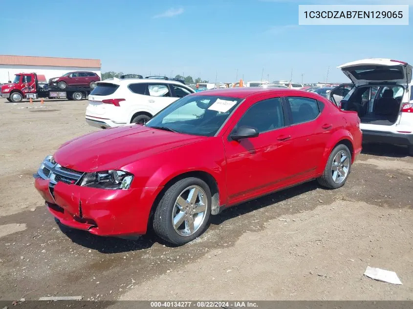 2014 Dodge Avenger Se VIN: 1C3CDZAB7EN129065 Lot: 40134277