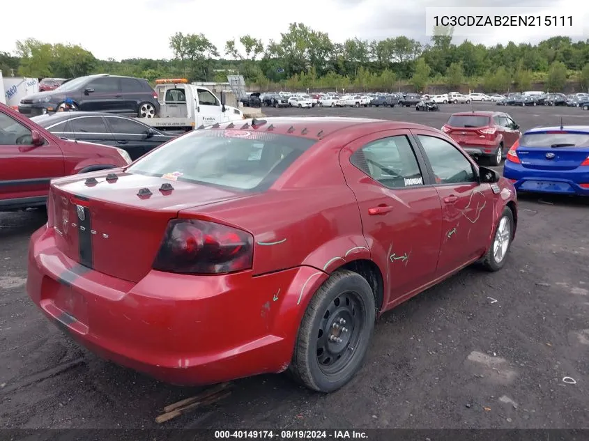 2014 Dodge Avenger Se VIN: 1C3CDZAB2EN215111 Lot: 40149174