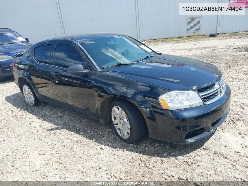 2014 Dodge Avenger Se VIN: 1C3CDZAB8EN174404 Lot: 40158753